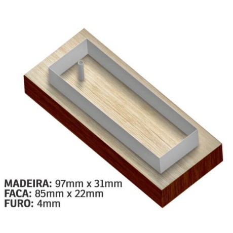 PRODUTOS SEM PERSONALIZAÇÃO FACAS CORTE VINCO LÂMINA 2 PONTOS TAG PADRÃO FURO 91X25 1 un.