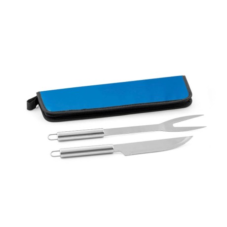 PRODUTOS SEM PERSONALIZAÇÃO KIT CHURRASCO UTENSÍLIOS EM CABO DE AÇO AZUL