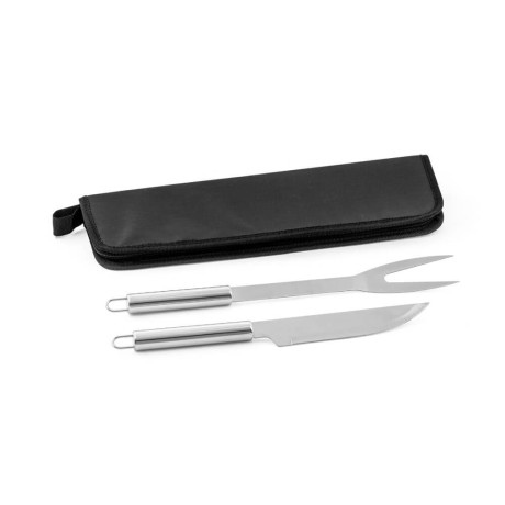 PRODUTOS SEM PERSONALIZAÇÃO KIT CHURRASCO UTENSÍLIOS EM CABO DE AÇO PRETO 5 un.
