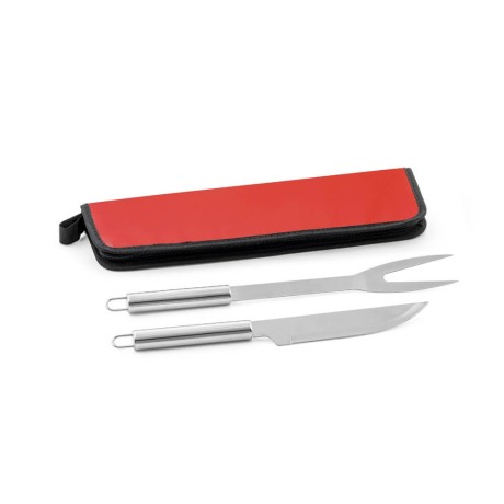 PRODUTOS SEM PERSONALIZAÇÃO KIT CHURRASCO UTENSÍLIOS EM CABO DE AÇO VERMELHO 10 un.