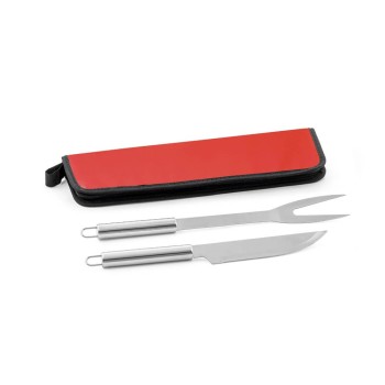 PRODUTOS SEM PERSONALIZAÇÃO KIT CHURRASCO UTENSÍLIOS EM CABO DE AÇO VERMELHO