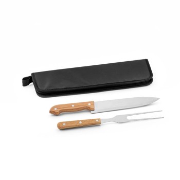 PRODUTOS SEM PERSONALIZAÇÃO KIT CHURRASCO UTENSÍLIOS EM CABO DE MADEIRA PRETO