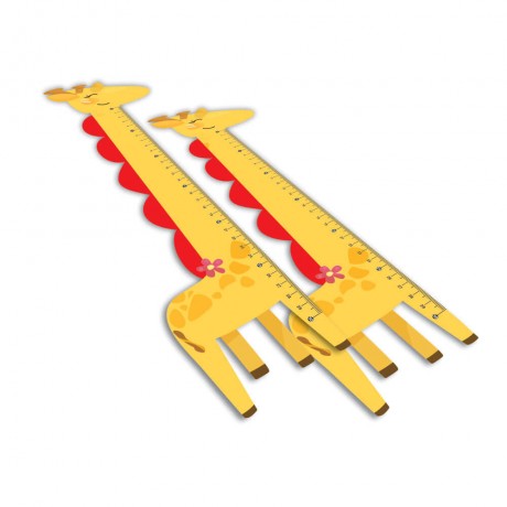 RÉGUAS PVC 0,50MM PREMIUM INFANTIL MODELO GIRAFA 30CM Colorido frente - 100 un.