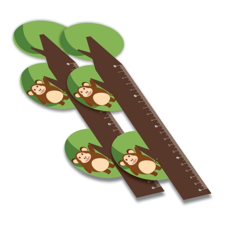 RÉGUAS PVC 0,50MM PREMIUM INFANTIL MODELO MACACO 20CM Colorido frente - 4 un.