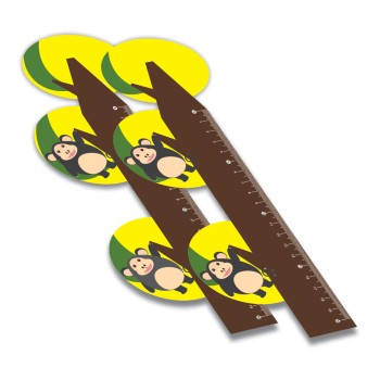 RÉGUAS PVC 0,50MM PREMIUM INFANTIL MODELO MACACO 20CM Colorido frente - 32 un.