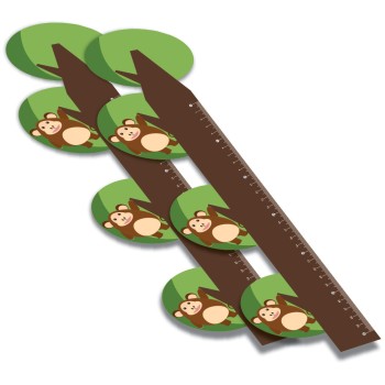 RÉGUAS PVC 0,50MM PREMIUM INFANTIL MODELO MACACO 30CM Colorido frente - 3 un.