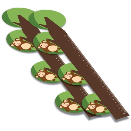 RÉGUAS PVC 0,50MM PREMIUM INFANTIL MODELO MACACO 30CM Colorido frente - 3 un.