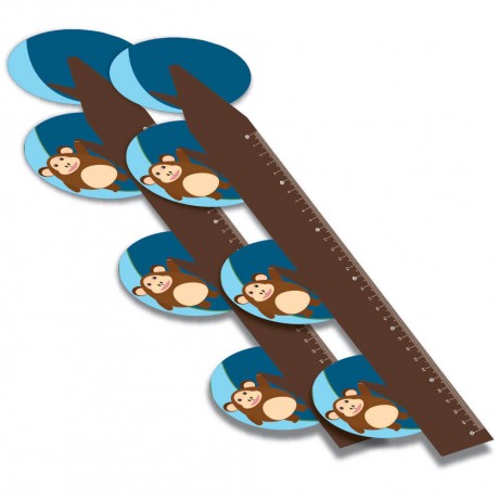 RÉGUAS PVC 0,50MM PREMIUM INFANTIL MODELO MACACO 30CM Colorido frente - 15 un.