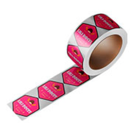 RÓTULO BOBINA BOPP METALIZADO COM TINTA BRANCA 45X75MM Colorido frente - 500 un.