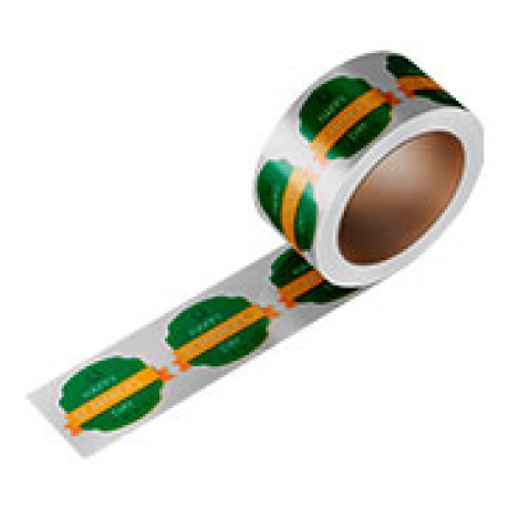 RÓTULO BOBINA BOPP METALIZADO COM TINTA BRANCA 45X75MM Colorido frente - 1000 un.