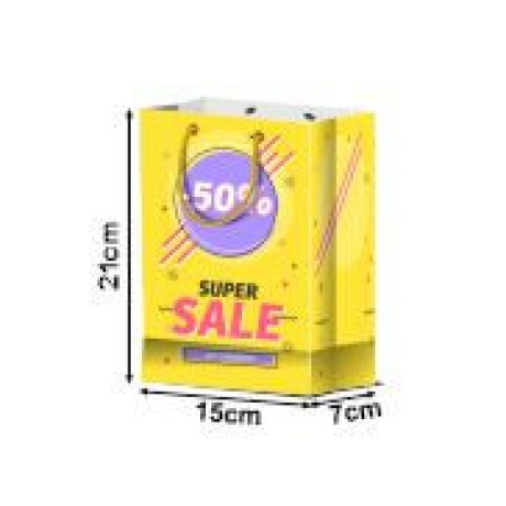 SACOLAS APERGAMINHADO 150G COM ILHOS SACOLA MINI VERTICAL Colorido frente - 50 un.