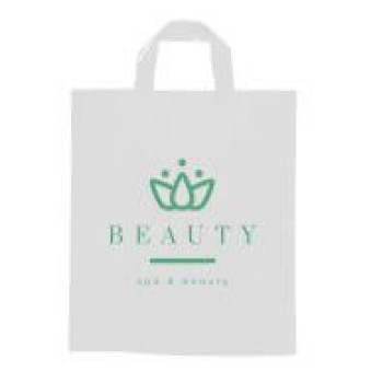 SACOLAS E SACOS SACOLAS PERSONALIZADAS PLÁSTICAS ALÇA FITA 400X500MM BRANCA Preto e branco frente - 1000 un.