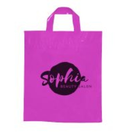 SACOLAS E SACOS SACOLAS PERSONALIZADAS PLÁSTICAS ALÇA FITA 400X500MM ROSA Preto e branco frente - 100 un.