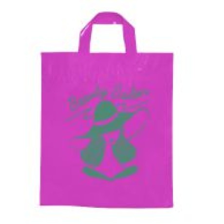 SACOLAS E SACOS SACOLAS PERSONALIZADAS PLÁSTICAS ALÇA FITA 400X500MM ROSA Preto e branco frente - 1000 un.
