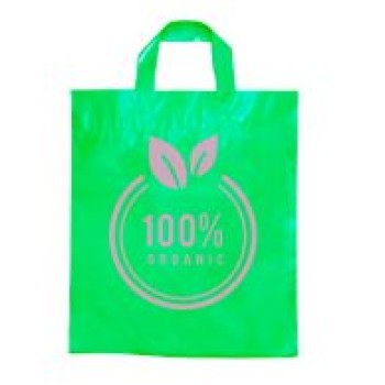 SACOLAS E SACOS SACOLAS PERSONALIZADAS PLÁSTICAS ALÇA FITA 400X500MM VERDE Preto e branco frente - 1000 un.