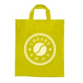 SACOLAS E SACOS SACOLAS PERSONALIZADAS PLÁSTICAS ALÇA FITA 450X550MM AMARELA Preto e branco frente - 250 un.