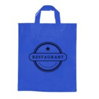 SACOLAS E SACOS SACOLAS PERSONALIZADAS PLÁSTICAS ALÇA FITA 450X550MM AZUL Preto e branco frente - 100 un.