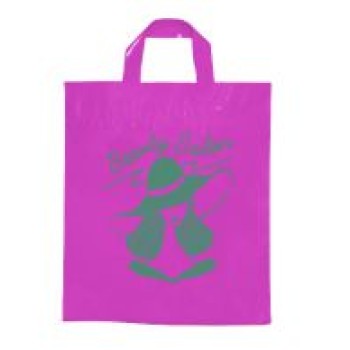 SACOLAS E SACOS SACOLAS PERSONALIZADAS PLÁSTICAS ALÇA FITA 450X550MM ROSA Preto e branco frente - 1000 un.
