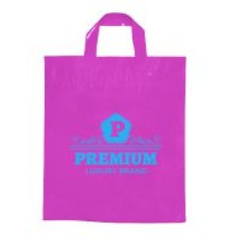 SACOLAS E SACOS SACOLAS PERSONALIZADAS PLÁSTICAS ALÇA FITA 450X550MM ROSA Preto e branco frente - 500 un.