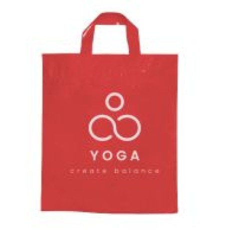 SACOLAS E SACOS SACOLAS PERSONALIZADAS PLÁSTICAS ALÇA FITA 450X550MM VERMELHA Preto e branco frente - 250 un.