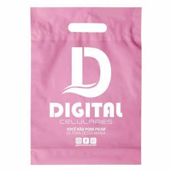 SACOLAS E SACOS SACOLAS PERSONALIZADAS PLÁSTICAS BOCA VAZADA 150X200MM ROSA Preto e branco frente - 500 un.
