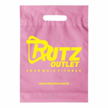 SACOLAS E SACOS SACOLAS PERSONALIZADAS PLÁSTICAS BOCA VAZADA 150X200MM ROSA Preto e branco frente - 100 un.