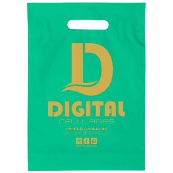 SACOLAS E SACOS SACOLAS PERSONALIZADAS PLÁSTICAS BOCA VAZADA 200X300MM VERDE ÁGUA Preto e branco frente - 500 un.