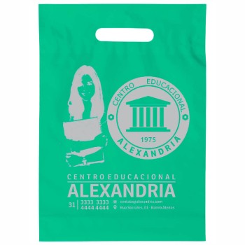 SACOLAS E SACOS SACOLAS PERSONALIZADAS PLÁSTICAS BOCA VAZADA 200X300MM VERDE ÁGUA Preto e branco frente - 1000 un.