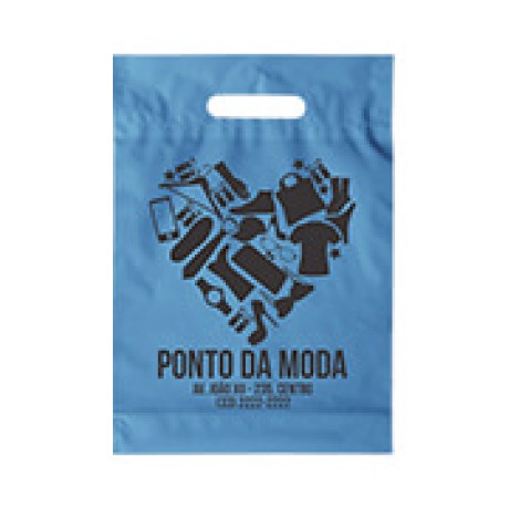 SACOLAS E SACOS SACOLAS PERSONALIZADAS PLÁSTICAS BOCA VAZADA 300X400MM AZUL Preto e branco frente - 250 un.