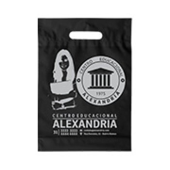 SACOLAS E SACOS SACOLAS PERSONALIZADAS PLÁSTICAS BOCA VAZADA 400X500MM PRETA Preto e branco frente - 1000 un.