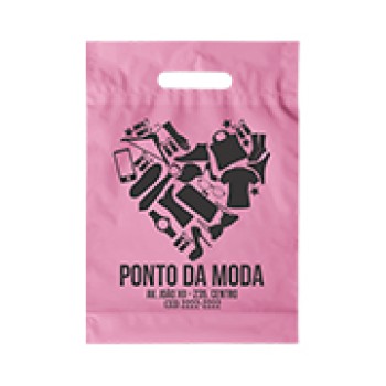 SACOLAS E SACOS SACOLAS PERSONALIZADAS PLÁSTICAS BOCA VAZADA 400X500MM ROSA Preto e branco frente - 250 un.