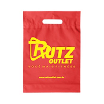 SACOLAS E SACOS SACOLAS PERSONALIZADAS PLÁSTICAS BOCA VAZADA 400X500MM VERMELHA Preto e branco frente - 100 un.