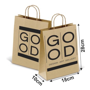 SACOLAS KRAFT COM ALÇA 80G PERSONALIZADA 1X0 TAMANHO P 180X280MM Preto e branco frente - 1000 un.