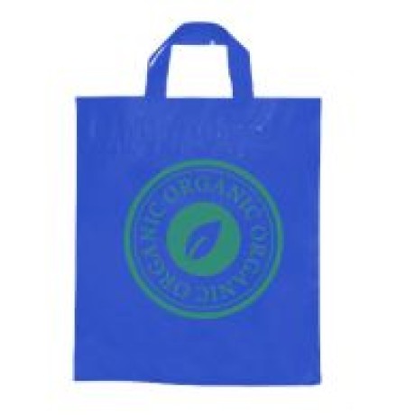 SACOLAS PLÁSTICAS ALÇA FITA 300X350MM AZUL Preto e branco frente - 1000 un.