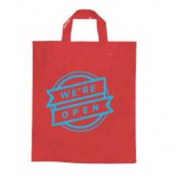 SACOLAS PLÁSTICAS ALÇA FITA 300X350MM VERMELHA Preto e branco frente - 500 un.