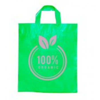 SACOLAS PLÁSTICAS ALÇA FITA 400X400MM VERDE Preto e branco frente - 1000 un.