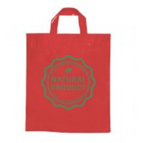 SACOLAS PLÁSTICAS ALÇA FITA 400X400MM VERMELHA Preto e branco frente - 1000 un.