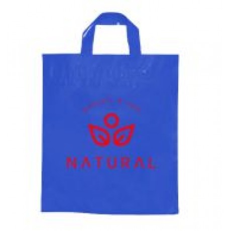 SACOLAS PLÁSTICAS ALÇA FITA 450X460MM AZUL Preto e branco frente - 50 un.