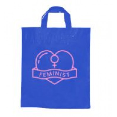 SACOLAS PLÁSTICAS ALÇA FITA 450X460MM AZUL Preto e branco frente - 250 un.