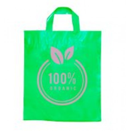 SACOLAS PLÁSTICAS ALÇA FITA 450X460MM VERDE Preto e branco frente - 1000 un.