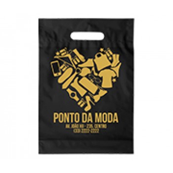 SACOLAS PLÁSTICAS BOCA VAZADA 150X200MM PRETA Preto e branco frente - 250 un.