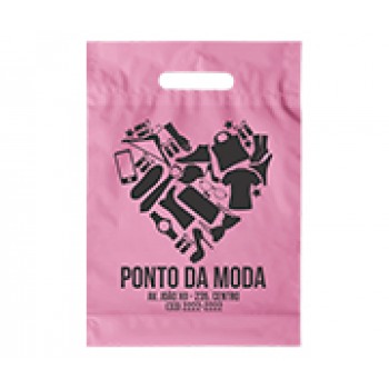 SACOLAS PLÁSTICAS BOCA VAZADA 200X300MM ROSA Preto e branco frente - 250 un.