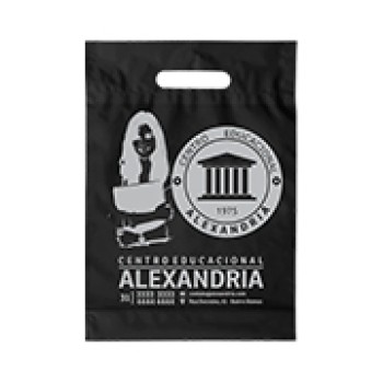 SACOLAS PLÁSTICAS BOCA VAZADA 250X350MM PRETA Preto e branco frente - 50 un.