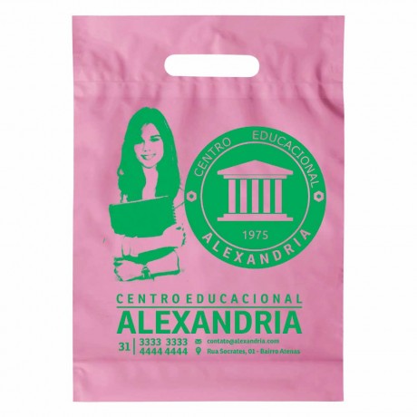 SACOLAS PLÁSTICAS BOCA VAZADA 250X350MM ROSA Preto e branco frente - 1000 un.