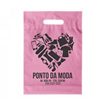 SACOLAS PLÁSTICAS BOCA VAZADA 250X350MM ROSA Preto e branco frente - 250 un.