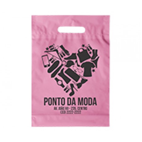 SACOLAS PLÁSTICAS BOCA VAZADA 300X400MM ROSA Preto e branco frente - 250 un.