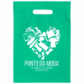 SACOLAS PLÁSTICAS BOCA VAZADA 300X400MM VERDE ÁGUA Preto e branco frente - 250 un.