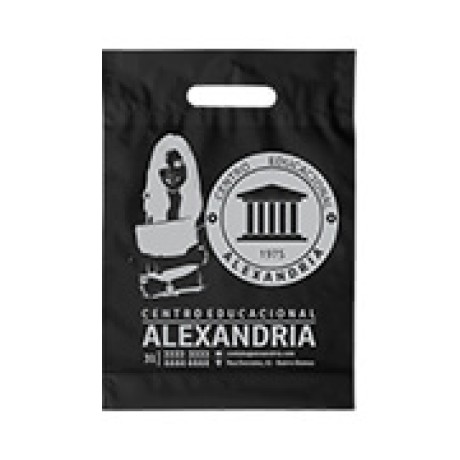 SACOLAS PLÁSTICAS BOCA VAZADA 400X500MM PRETA Preto e branco frente - 1000 un.