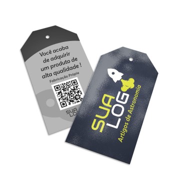 TAGS ESPECIAIS COUCHÊ 250G VERNIZ UV TOTAL FRENTE 91X51MM Colorido frente e preto e branco verso - 5000 un.