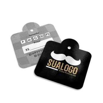 TAGS ESPECIAIS COUCHÊ 300G VERNIZ UV TOTAL FRENTE 45X51MM Colorido frente e preto e branco verso - 2000 un.